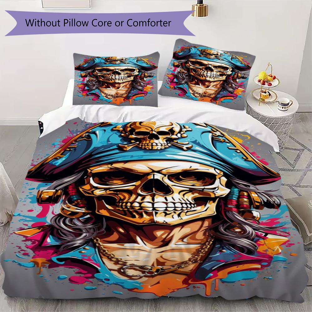 Colorful pirate captain Pattern Bedding,Quilt Set Quilt Cover Pillowcase Home Birthday Gift (1*duvet cover+2*pillowcase,without core)ZSJT0917197