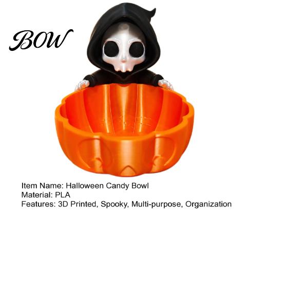 Creative Halloween Gift Ideas Candy Bowl, 3D Printed Grim Reaper Snack Holder Dish, Spooky Festive Party Table Centerpiece Skeleton Serving