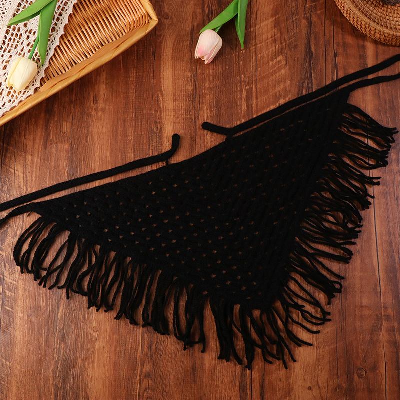 Y2K Ажурный шарф-треугольник с бахромой для женщин Весенний регулируемый многослойный аксессуар Универсальная повязка на талию/бедра Бандана