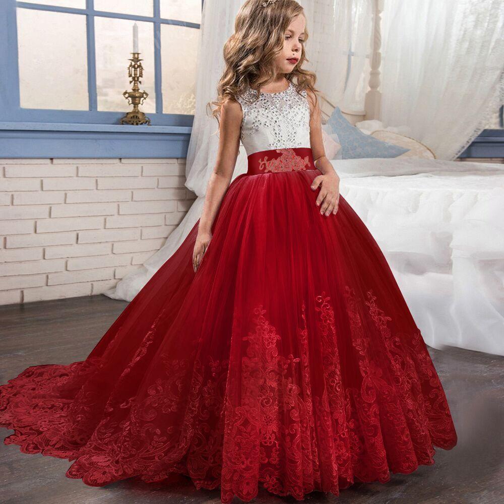 Childrens Princess Dress With Lace Patchwork For Girls