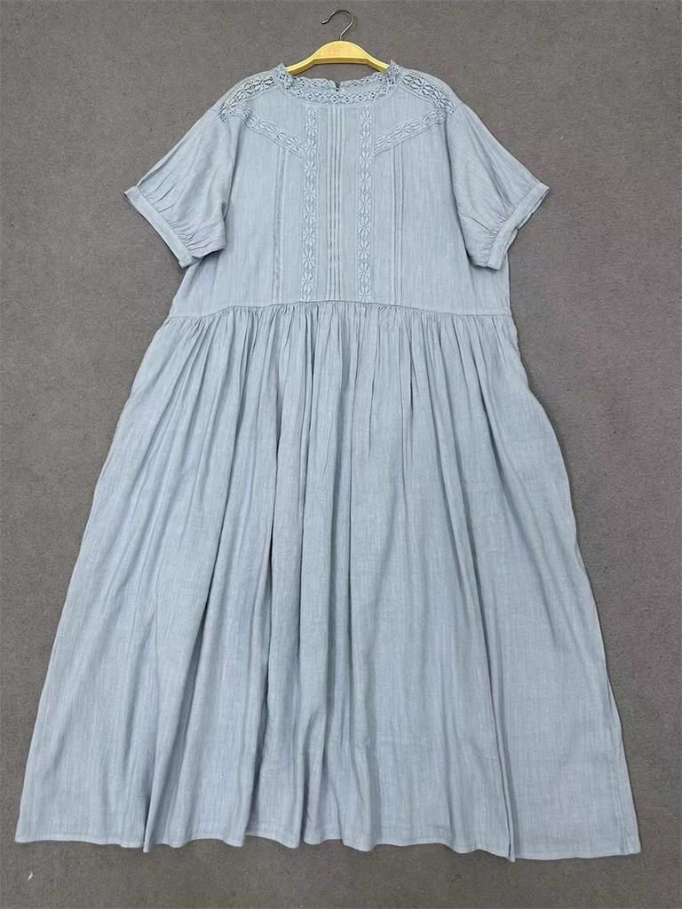 Johnature Летний дворец стиль свободная талия лоскутное кружевное платье женские винтажные однотонные платья с оборками