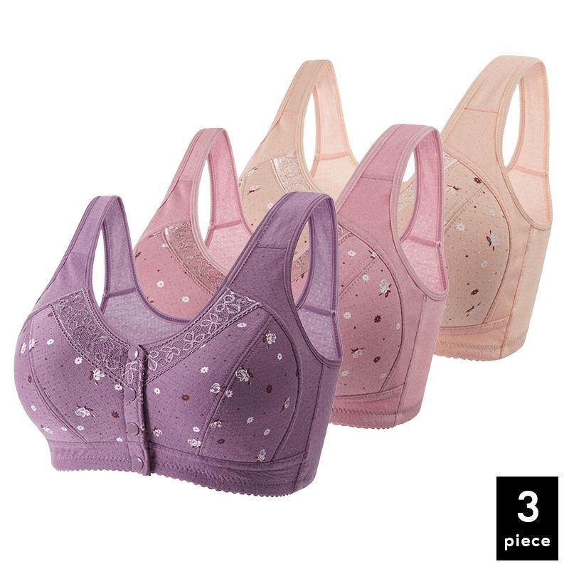 3 шт./компл. женский бюстгальтер с застежкой спереди, беспроводной хлопковый бюстгальтер большого размера, нижнее белье, удобный женский бюстгальтер с чашечкой BC