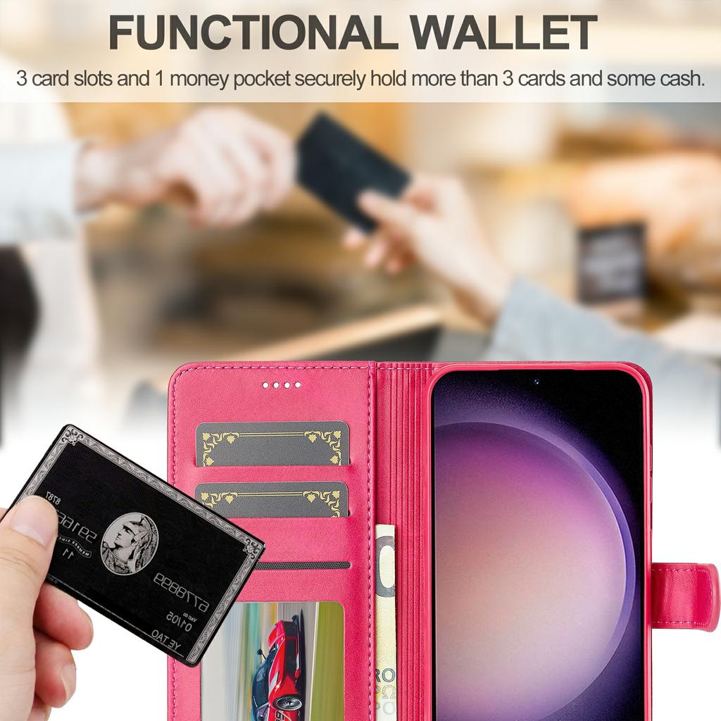LC.IMEEKE For Samsung Galaxy S25 Case Calf Texture PU Leather Stand Wallet Phone Cover