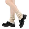 Women's Winter Loose Buttoned Leg Warmers With Lace Trim Knitted Wool Leg Warmers