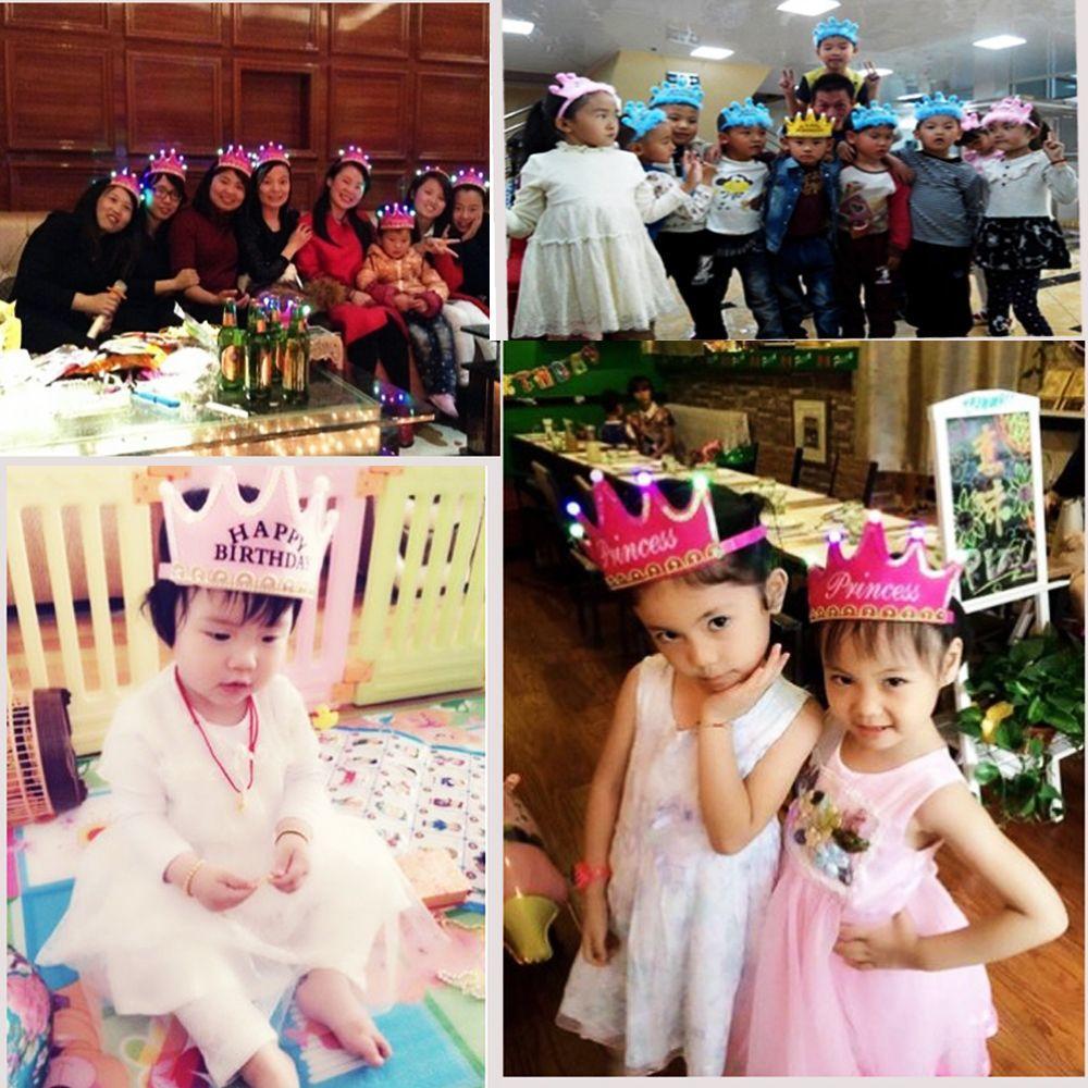 New Prince Princess Party Supplies LED Light Birthday Hat Crown Hair Band