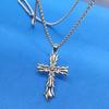 New Cross Pendant Men's Necklace Retro Stainless Steel Hip-hop Ladies Necklace Long Sweater Chain