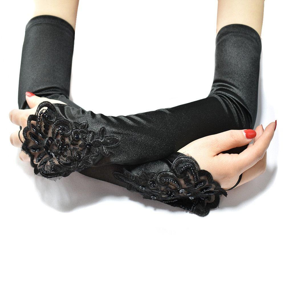 Women's Mittens Elbow Gloves Long Opera Gloves Stretchy Elbow Bride Mittens Fingerless Gloves