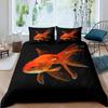 Goldfish Duvet Cover King/Queen Size Golden Red 3D Animal Bedding Set For Kid Teen Adult,Fish Themed Quilt Cover With Pillowcase