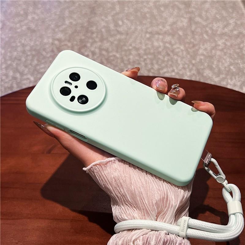 Mate 70 Pro Liquid Silicone Phone Case With Wrist Strap Anti-Shock Drop Protection Skin Cover