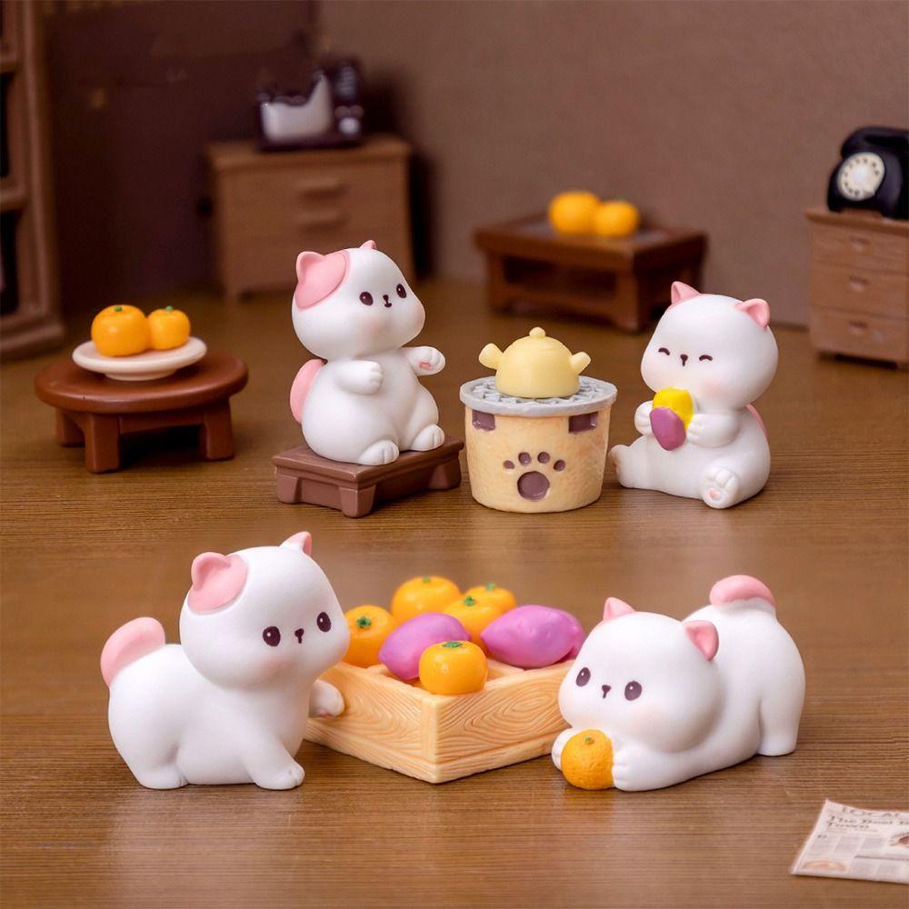 Cute Cat Figurines Miniatures Resin Crafts Kitten Statue Mini Cat Ornament Bonsai Decor