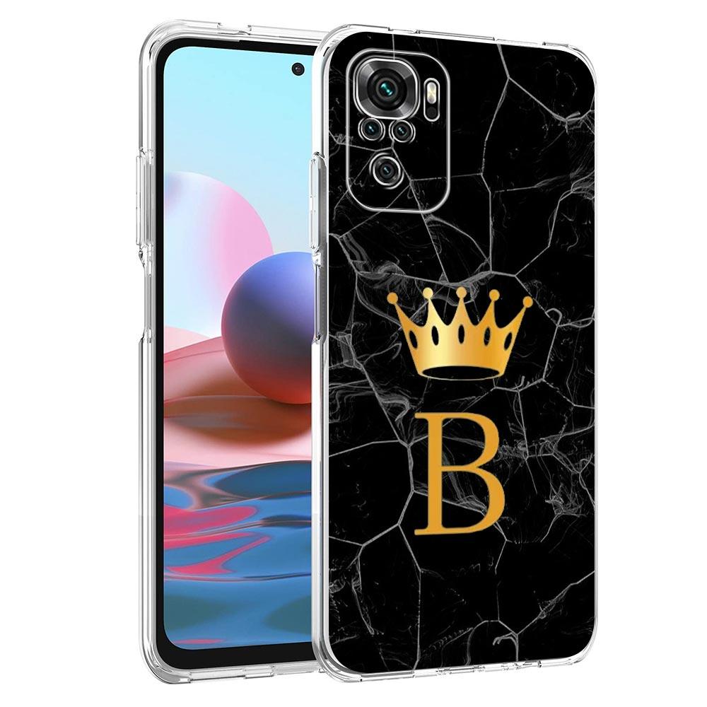 Чехол для телефона Xiaomi Redmi Note 13 12 5G 9S 9 8 10 11 Pro Plus 4G 9T 13C 12C10C 9C 9A 7 прозрачный чехол с изображением короны и букв от A до Z
