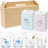 Tsuyoiko Glasses, Hide and Seek, Elephant, Rabbit, Small, Medium, 4-Piece Set, Craft Box Included, Made In Japan, Durable, Shatter-Resistant, Tempered