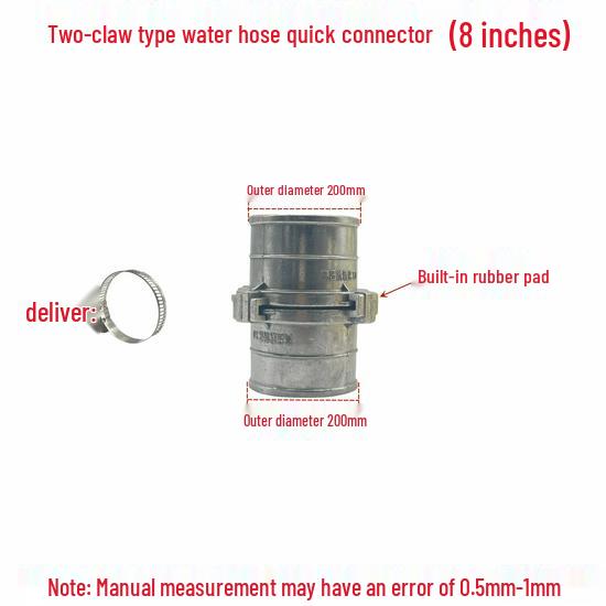Aluminum Alloy Water Hose Quick Connector, 2-Claw, Thickened, Available in 1, 2, 2.5, 3, and 4 Inch Sizes