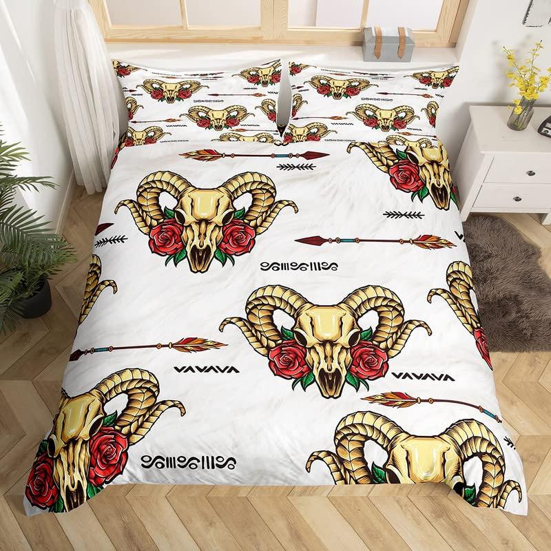 Комплект пододеяльника с черепом овцы размера кинг, квин, перья, ловец снов, постельное белье, микрофибра, фиолетовый, морские волны, лодка, чехол для одеяла