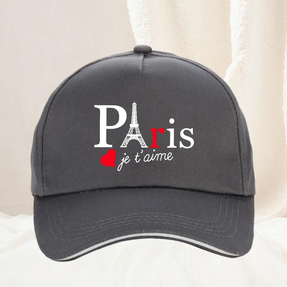 Paris Eiffel Tower I Love You Adjustable Baseball Cap Polyester Casual Outdoor Travel Unisex Adult Travel Hats