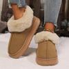 Anti-slip Thick Plush Snow Boots Women Faux Suede Platform Fur Winter Boots Woman Slip On Warm Cotton Padded Shoes Female 45
