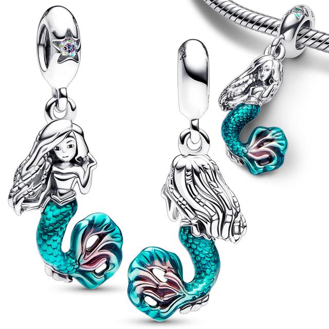 925 Silver   Charm Bracelet Ocean Clownfish Octopus Crab Pendant Mermaid Beads DIY Gifts