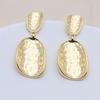 S925 Silver Needle Gold-Plated Geometric Hammered Oval Stud Earrings - European & American Style