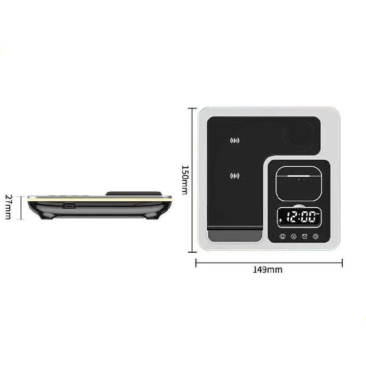 3 In 1 Wireless Magnetic Charger Station With Clock Display