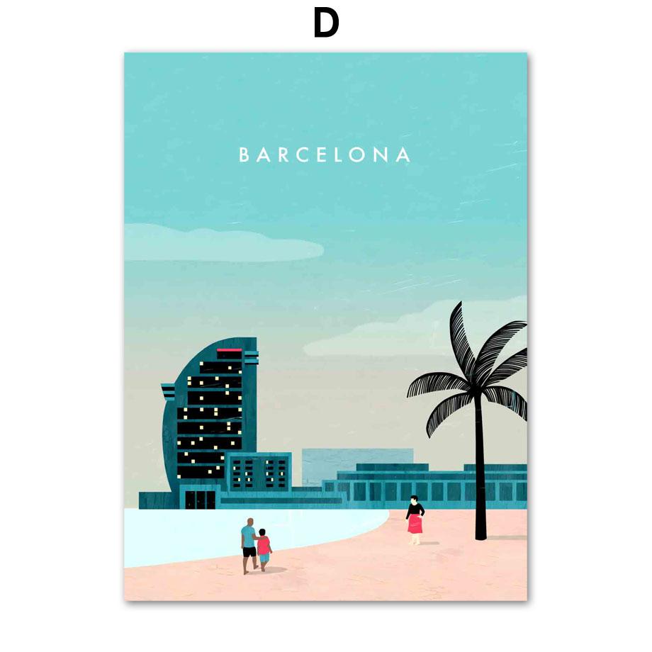 Paris Bangkok London Hamburg Barcelona Wall Art Canvas Painting Nordic Posters And Prints Pictures For Living Room Home