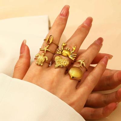 Высококачественное Популярное Кольцо с Животным из Нержавеющей Стали Женское Высококачественное Модное Хип-Хоп Регулируемое Темперамент Титановое Кольцо Оптом