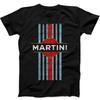 Ретро Логотип гоночного автомобиля Martini Ретро Подарок Футболка Черная Футболка 484