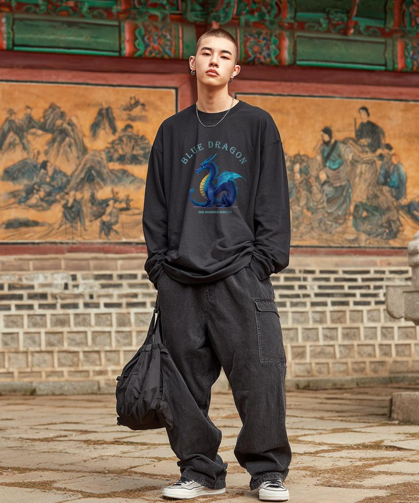 OHP Ohpxjoy Blue Dragon Basic Long Sleeve T-Shirt