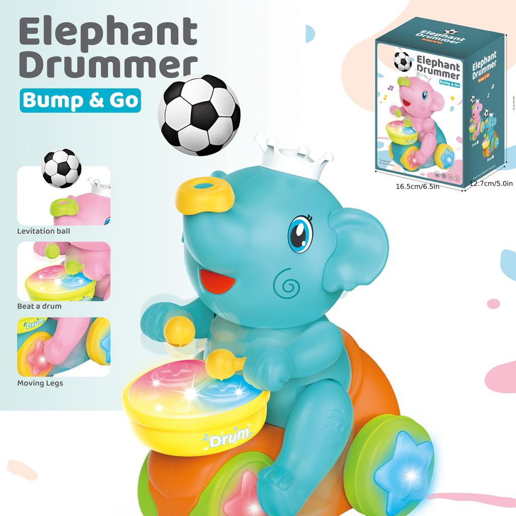 Elephant Drum,Ball Game Toy for Youngsters,Fun Early Learning Puzzle with Cartoon Elephant, Battery Operated,AA Batteries Not Included,Elephant Gifts