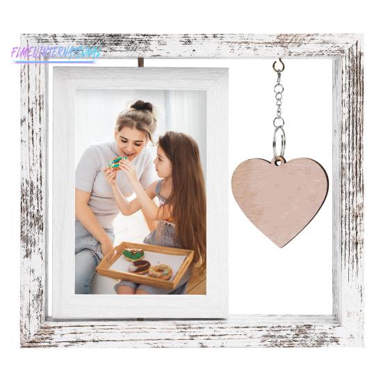 Двусторонняя фоторамка с подвеской в ​​виде сердца — гладкий край, без заусенцев, вращающаяся на 360 градусов деревянная рамка для фотографий