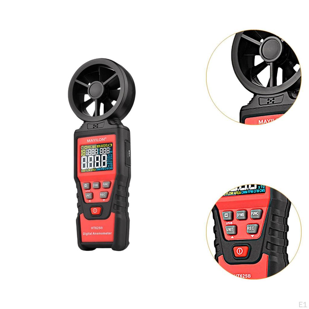 Цифровой анемометр, ручной измеритель скорости ветра, многофункциональный, с экраном для воздуха