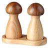 Set of 2 Manual Wooden Pepper and Salt Mills with Mushroom Design and Adjustable Coarseness