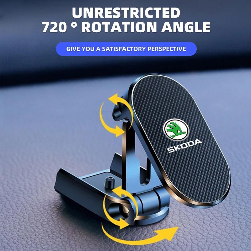 Magnetic Car Phone Holder Foldable Phone Stand For Skoda Octavia MK2 MK1 2 3 A5 A7 A8 Fabia Karoq Superb Rapid Kamiq Scala CB4