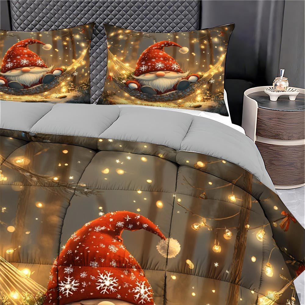 Latacaca 3 предмета Рождественский гном Набор лоскутного одеяла толстое одеяло Набор Уютное одеяло Постельный набор 1 Одеяло + 2 Наволочки Идея для праздничного подарка