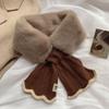 Cross Knitted Scarf Windproof Wool Collar Soft Plush Scarfs  Women Accessories