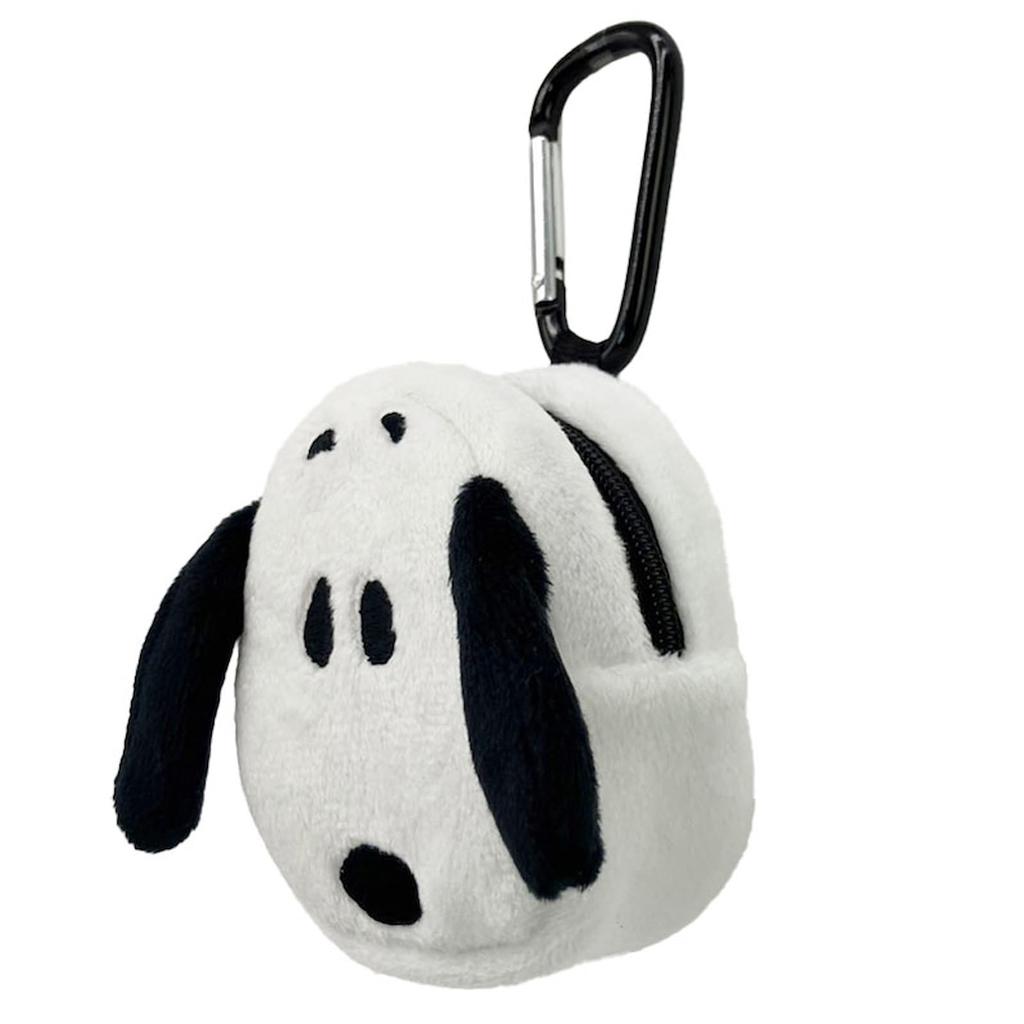 Nakajima Corporation Peanuts Carabiner Mini X X D4cm Pouch, Snoopy, Black, 215512-25, H8.5 W9.5