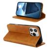 For iPhone 16 Pro Case PU Leather Calf Textured Magnetic Closing Smart Phone Cover