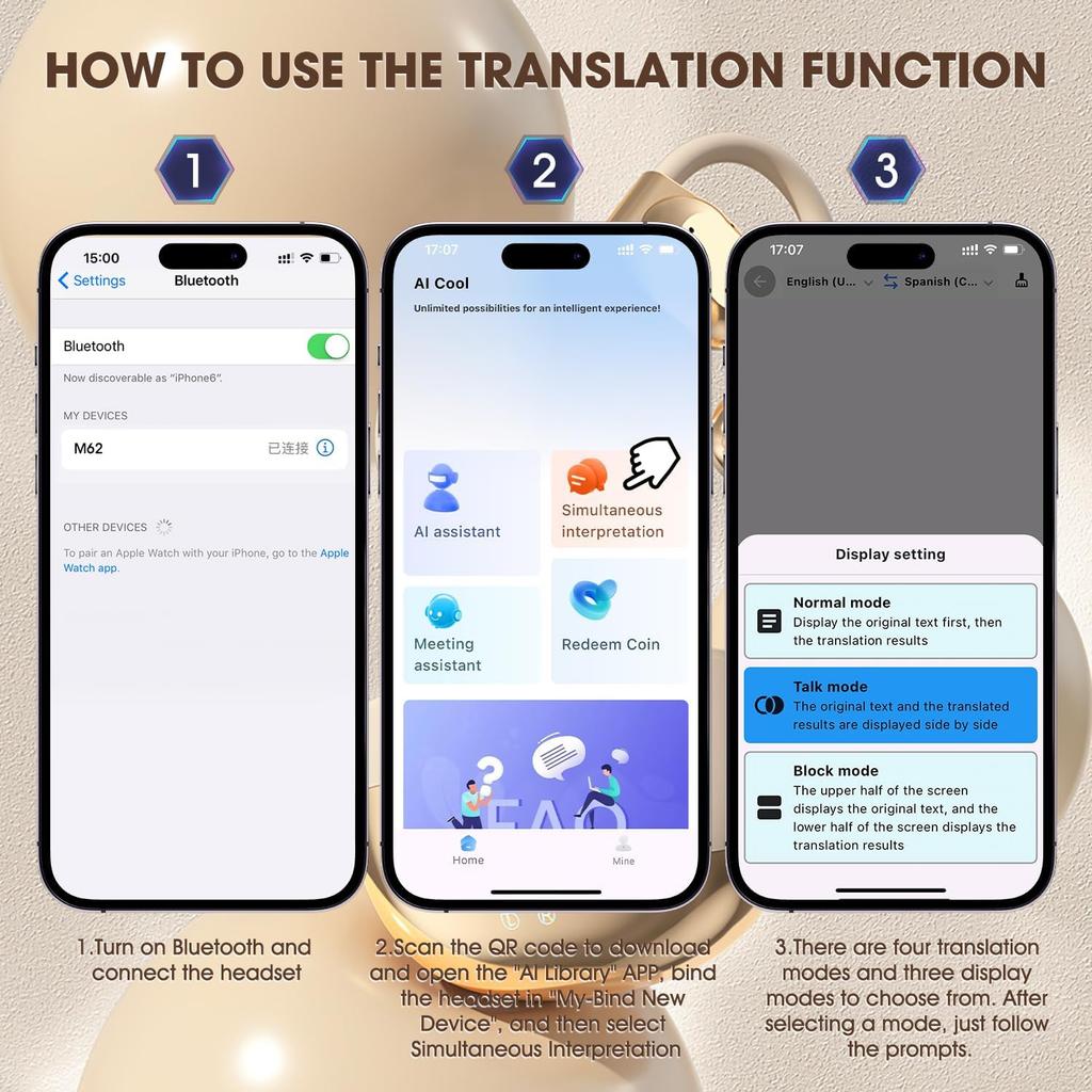 Ai Translating Earbuds, Wireless Bluetooth AI Translation Earbuds Real Time Language Translator, Ear Pod Translator, 144 Languages & Accents