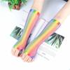 Party For Women Girl Long Half Finger Nylon Rainbow Color Gloves Fishing Net Gloves Arm Sleeves
