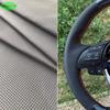 Кожаная оплетка рулевого колеса для BMW 5 6 7 Серии F10 F07 F06 F12 F13 F01 F02 красная синяя линия Перфорированная Микрофибра Кожа