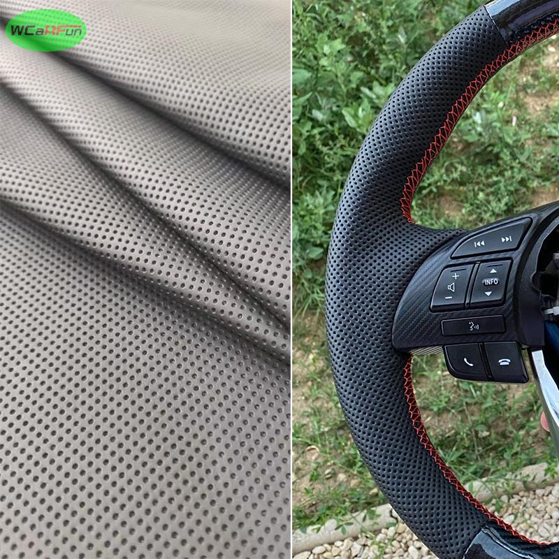 Кожаная оплетка рулевого колеса для BMW 5 6 7 Серии F10 F07 F06 F12 F13 F01 F02 красная синяя линия Перфорированная Микрофибра Кожа