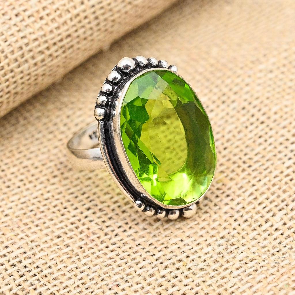 Lavish Peridot Gemstone Handmade 925 Sterling Silver Ring Jewelry