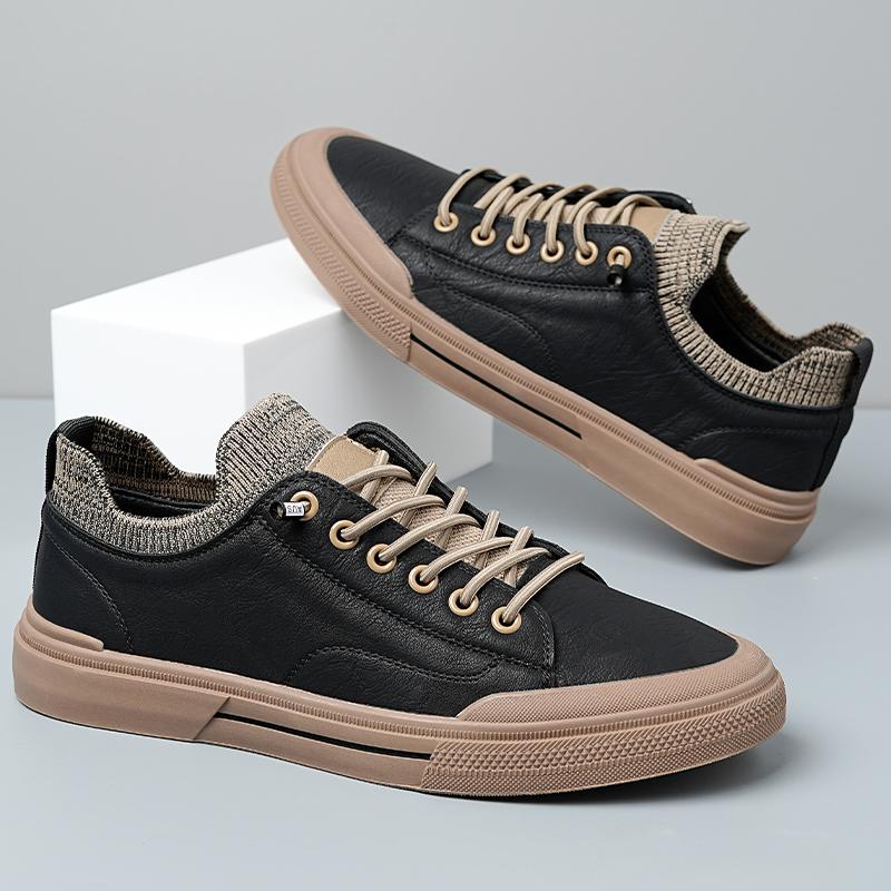 Fashion Retro Style Board Shoes for Men Designer Leather Soft-soled Casual Men's Sneakers Fashion Outdoor Breathable Sports Shoes Male