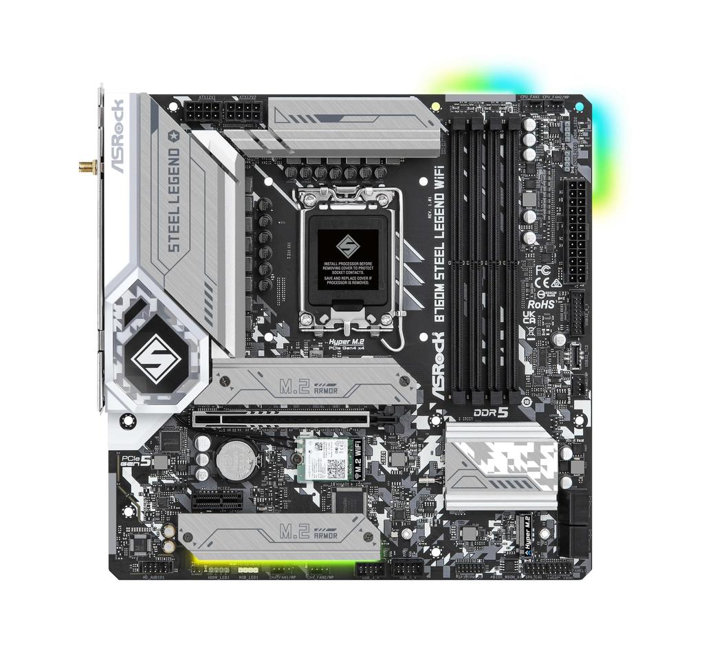 ASRock Motherboard B760M Steel Legend WiFi Compatible with Intel 12th and 13th Generation CPU B760 Chipset DDR5 Micro ATX Motherboard Authorized