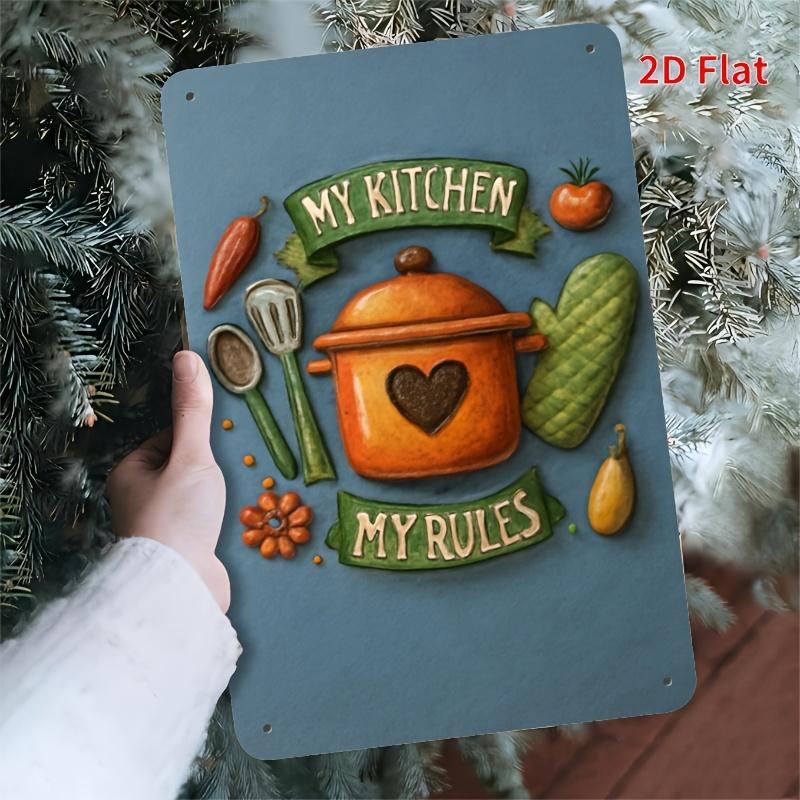 Set MY KITCHEN MY RULES Metal Sign IndoorOutdoor Use Wind and Rain Resistant Suitable for Modern Home Rustic Style Bar