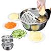 3 в 1 Нержавеющая сталь Овощной дуршлаг Слайсер Резак Терки Корзина для слива Миска Овощерезка для салата Кухонные аксессуары Инструмент