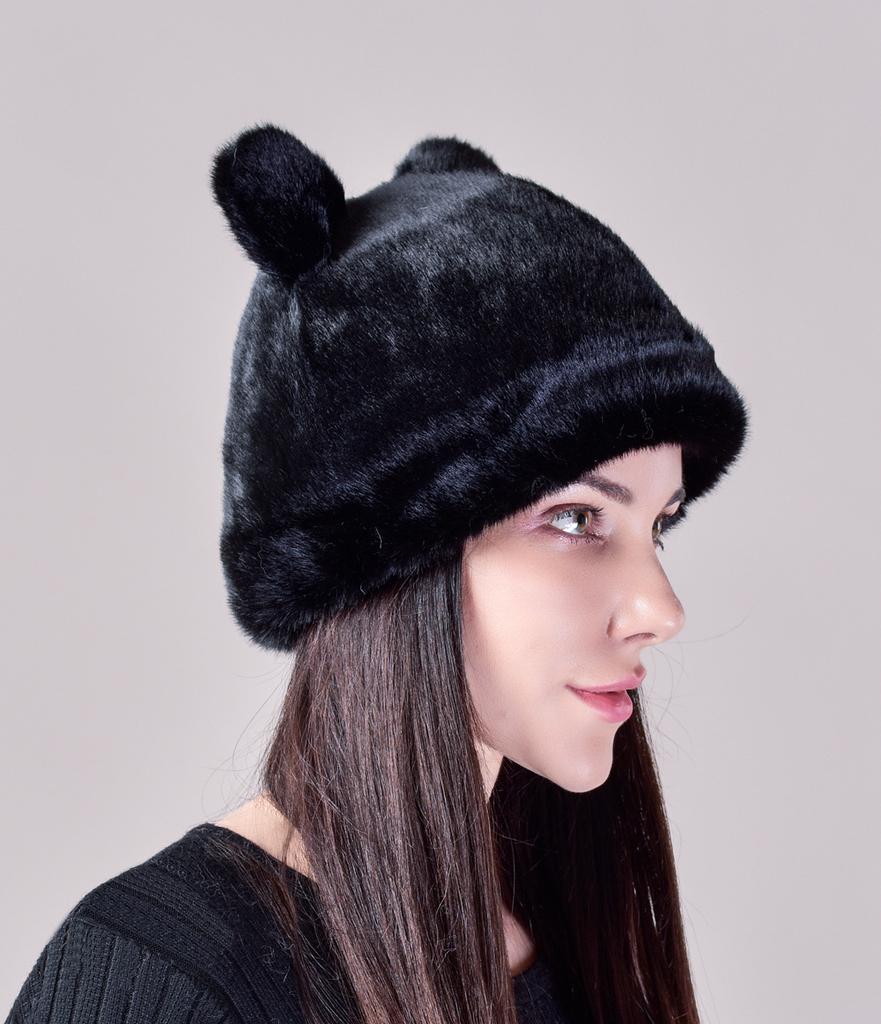 Женская зимняя теплая шапка-ушанка с имитацией меха норки, женские осенние и зимние комплекты женских шапок с искусственными волосами, уши панды, милые