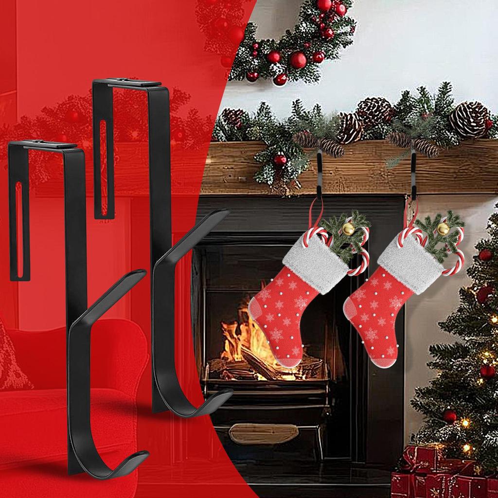 Fireplace Garland Hanger 2 Pieces Fireplace Stocking Hanger Christmas Decoration Adjustable Hooks For Retail Store Display