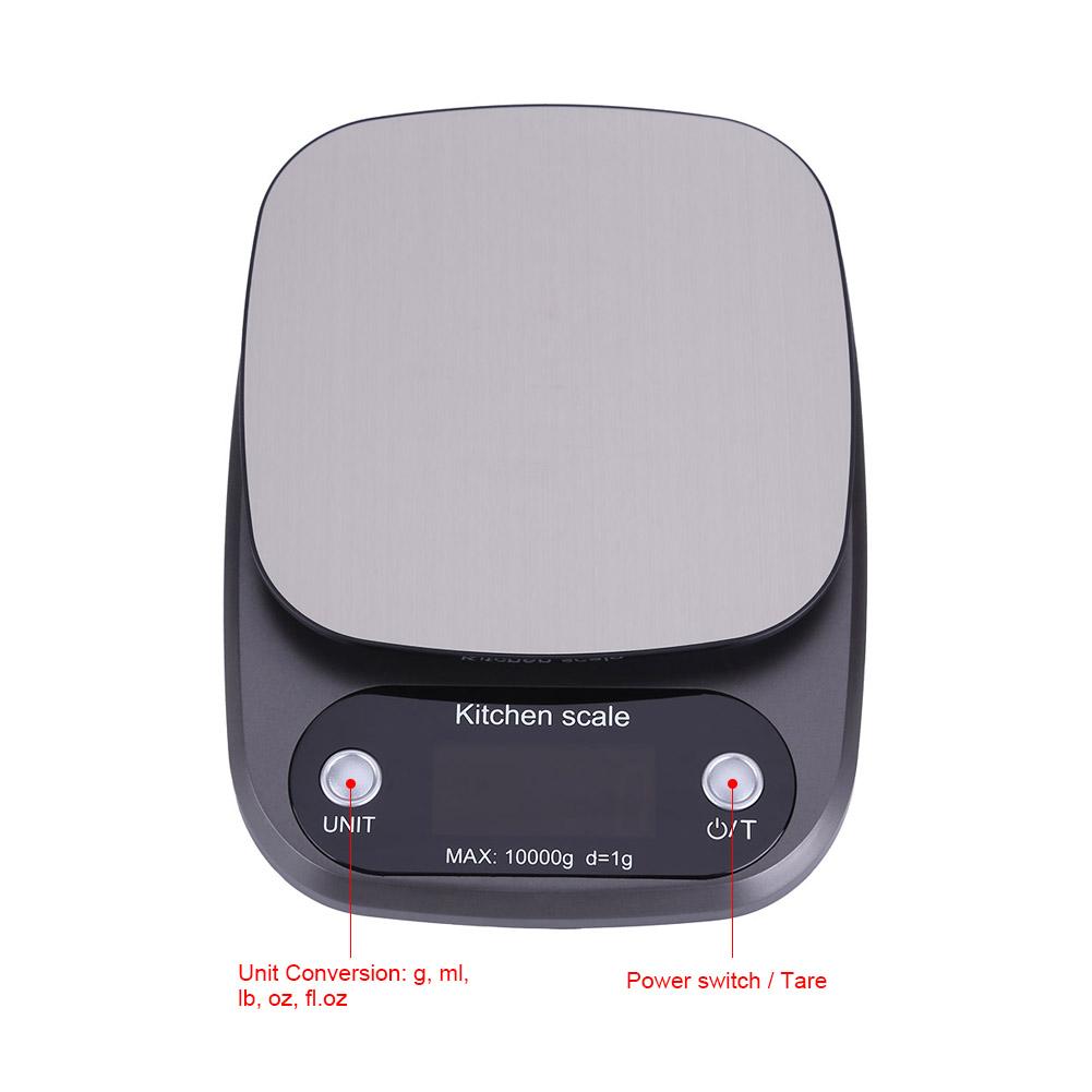 LCD Digital Electronic 10kg/1g Kitchen Food Scale Stainless Steel Tray for Baking Cooking