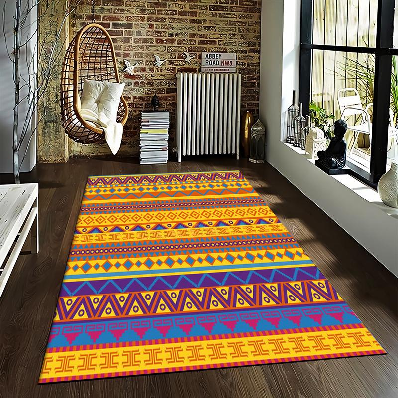 Geometric Tribal Pattern carpet Non-slip rug suitable for living room and bedroom sofas
