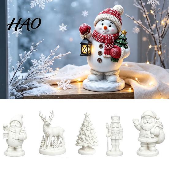 Girls Boys Holiday Craft Gifts DIY Coloring Christmas Figurine Kit, Paints & Brushes Included, Santa Snowman Reindeer Table Decorations Nutcracker